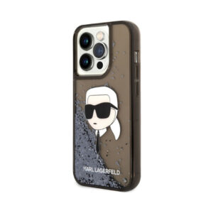Coque iPhone 14 Pro Karl Lagerfeld Liquid Glitter NFT Karl's Head noire — visuel 2