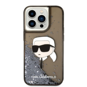 Coque iPhone 14 Pro Karl Lagerfeld Liquid Glitter NFT Karl's Head noire — visuel 3