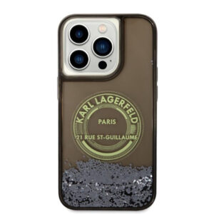 Coque iPhone 14 Pro Karl Lagerfeld Liquid Glitter Round RSG Logo Case noire — visuel 2