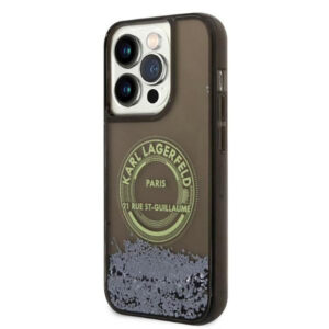 Coque iPhone 14 Pro Karl Lagerfeld Liquid Glitter Round RSG Logo Case noire — visuel 4