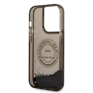Coque iPhone 14 Pro Karl Lagerfeld Liquid Glitter Round RSG Logo Case noire — visuel 5