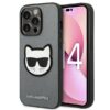 Coque iPhone 14 Pro Karl Lagerfeld Saffiano Choupette Head Patch Case argentée