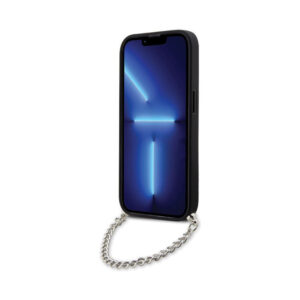 Coque iPhone 14 Pro Karl Lagerfeld Saffiano Monogram Chain noire — visuel 4