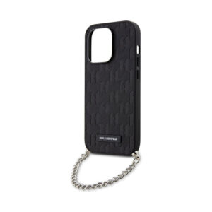 Coque iPhone 14 Pro Karl Lagerfeld Saffiano Monogram Chain noire — visuel 5