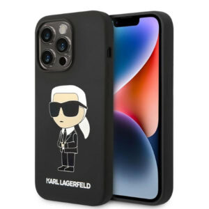 Coque iPhone 14 Pro Karl Lagerfeld Silicone NFT Ikonik MagSafe noire