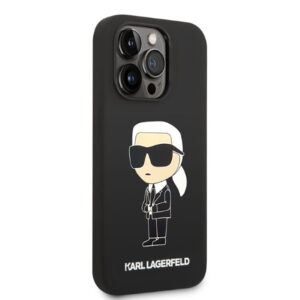 Coque iPhone 14 Pro Karl Lagerfeld Silicone NFT Ikonik MagSafe noire — visuel 4