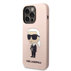 Coque iPhone 14 Pro Karl Lagerfeld Silicone NFT Ikonik MagSafe rose — visuel 2