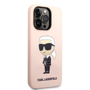 Coque iPhone 14 Pro Karl Lagerfeld Silicone NFT Ikonik MagSafe rose — visuel 4