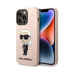 Coque iPhone 14 Pro Karl Lagerfeld Silicone NFT Ikonik rose