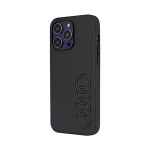 Coque iPhone 14 Pro Max Audi Synthetic Leather noire — visuel 3