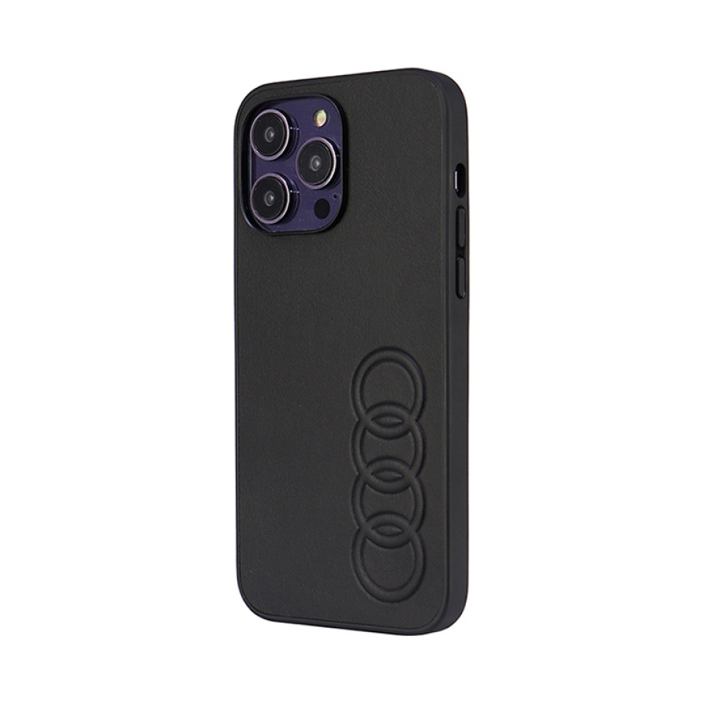 Coque iPhone 14 Pro Max Audi Synthetic Leather noire — visuel 3