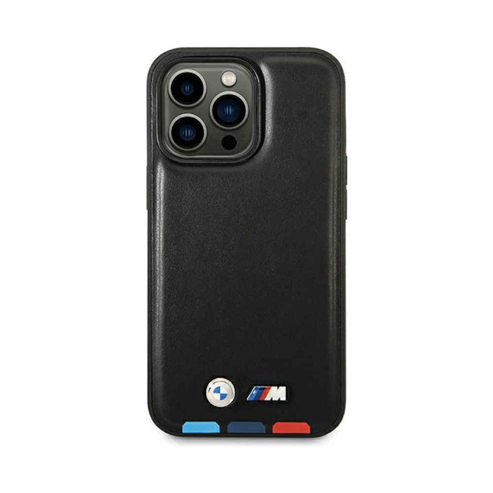 Coque iPhone 14 Pro Max BMW Leather Hot Stamp Tricolor MagSafe noire — visuel 3