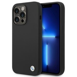 Coque iPhone 14 Pro Max BMW Liquid Silicone Case Metal Logo noire