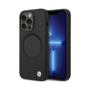 Coque iPhone 14 Pro Max BMW Signature Liquid Silicone MagSafe noire
