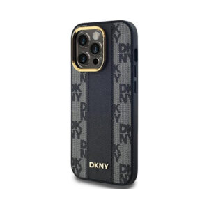 Coque iPhone 14 Pro Max DKNY Leather Checkered Mono Pattern MagSafe noire — visuel 2