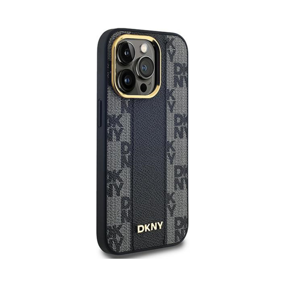 Coque iPhone 14 Pro Max DKNY Leather Checkered Mono Pattern MagSafe noire — visuel 4