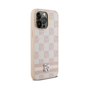 Coque iPhone 14 Pro Max DKNY Leather Checkered Mono Pattern & Printed Stripes rose — visuel 4