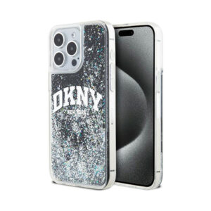 Coque iPhone 14 Pro Max DKNY Liquid Glitter Big Logo noire