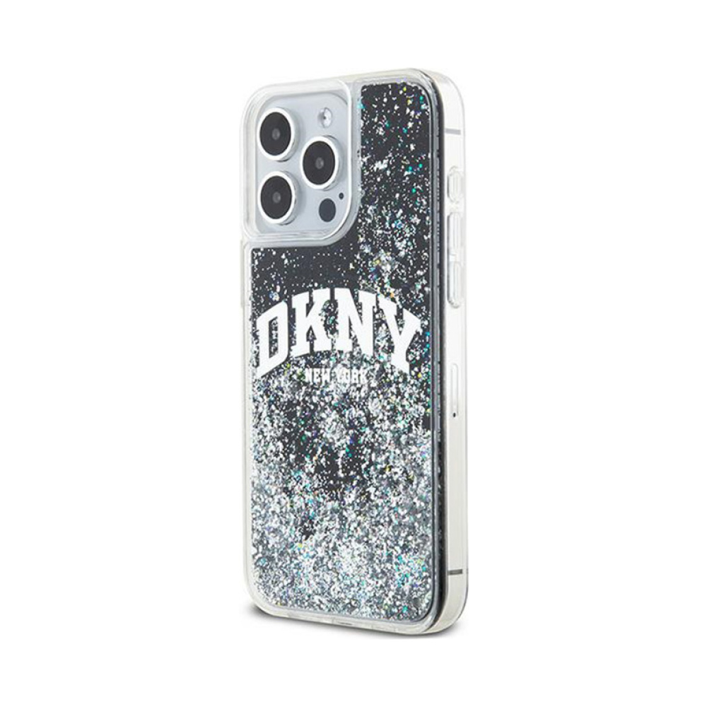 Coque iPhone 14 Pro Max DKNY Liquid Glitter Big Logo noire — visuel 2