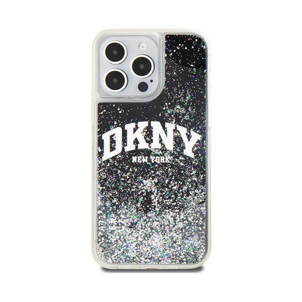 Coque iPhone 14 Pro Max DKNY Liquid Glitter Big Logo noire — visuel 3