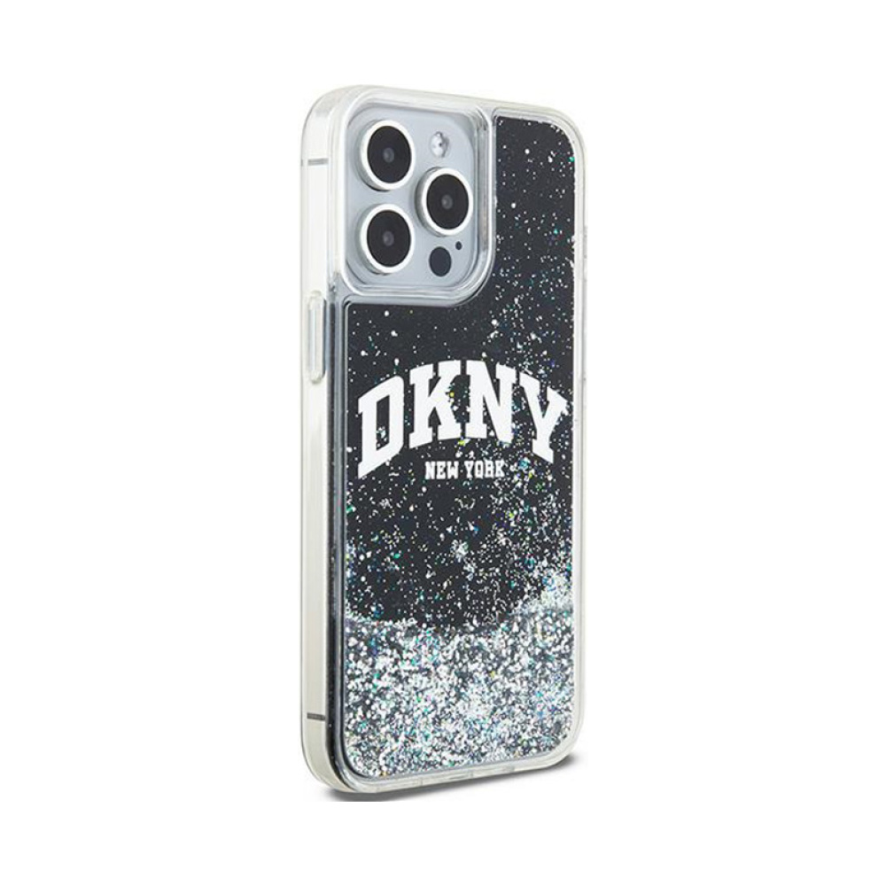 Coque iPhone 14 Pro Max DKNY Liquid Glitter Big Logo noire — visuel 4