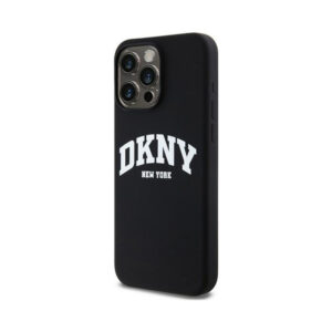Coque iPhone 14 Pro Max DKNY Liquid Silicone White Printed Logo MagSafe noire — visuel 2