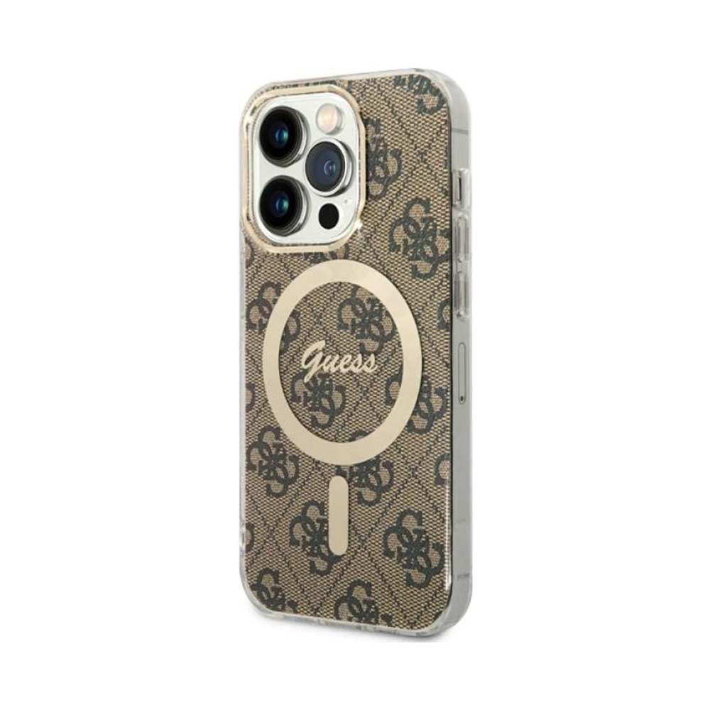 Coque iPhone 14 Pro Max Guess 4G MagSafe brune
