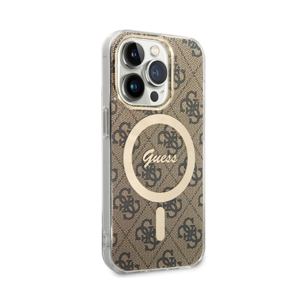 Coque iPhone 14 Pro Max Guess 4G MagSafe brune — visuel 3