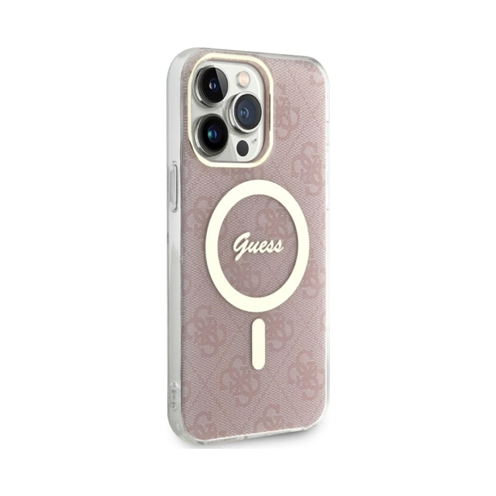 Coque iPhone 14 Pro Max Guess 4G MagSafe rose — visuel 4