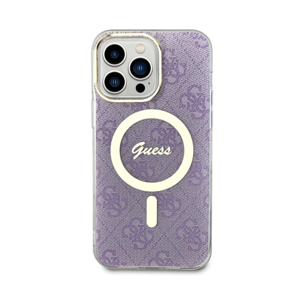 Coque iPhone 14 Pro Max Guess 4G MagSafe violette — visuel 3