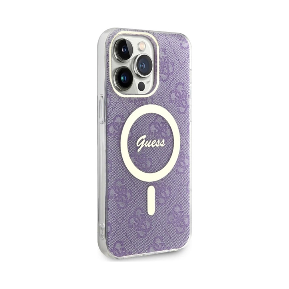 Coque iPhone 14 Pro Max Guess 4G MagSafe violette — visuel 4