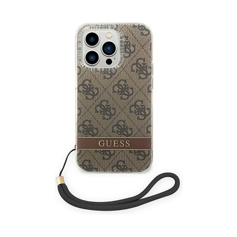 Coque iPhone 14 Pro Max Guess 4G Print Cord brune — visuel 2