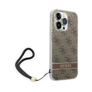 Coque iPhone 14 Pro Max Guess 4G Print Cord brune — visuel 3