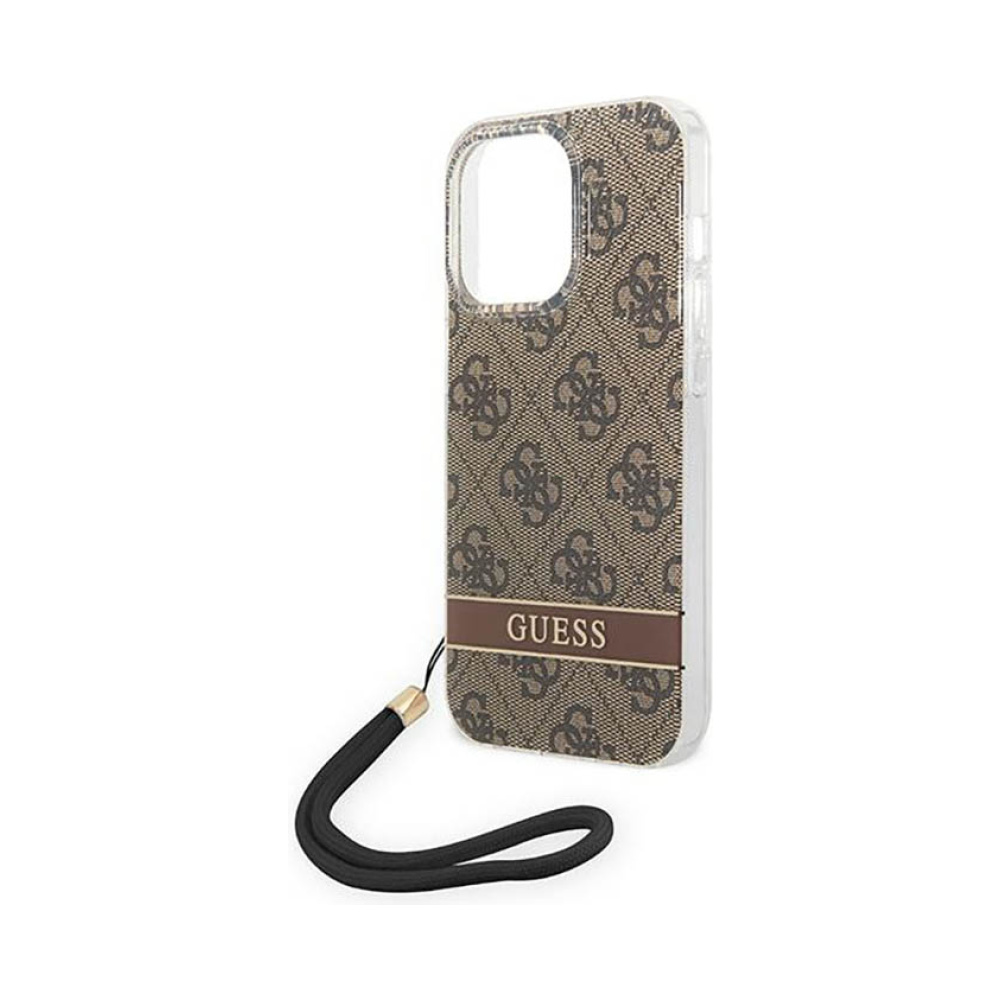 Coque iPhone 14 Pro Max Guess 4G Print Cord brune — visuel 5