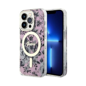 Coque iPhone 14 Pro Max Guess Flower MagSafe rose