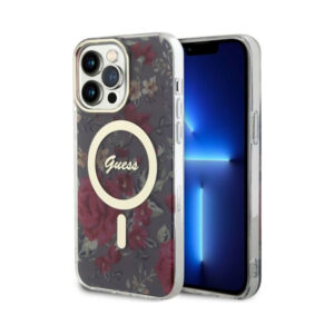 Coque iPhone 14 Pro Max Guess Flower MagSafe verte