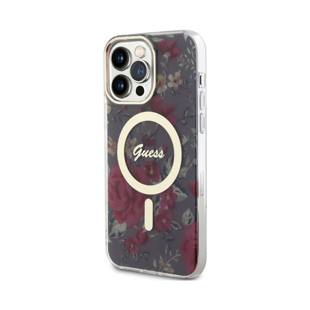 Coque iPhone 14 Pro Max Guess Flower MagSafe verte — visuel 2