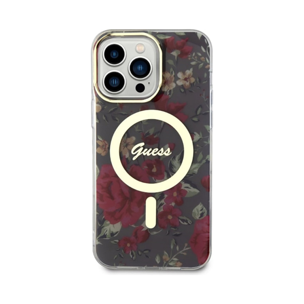 Coque iPhone 14 Pro Max Guess Flower MagSafe verte — visuel 3