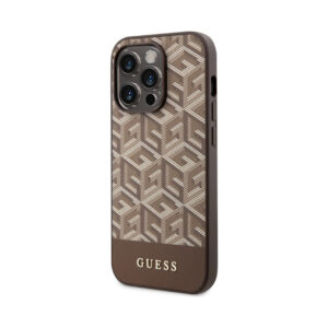 Coque iPhone 14 Pro Max Guess GCube Stripes MagSafe brune — visuel 2