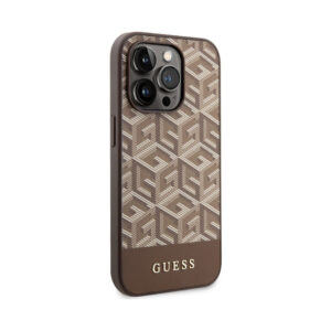 Coque iPhone 14 Pro Max Guess GCube Stripes MagSafe brune — visuel 4