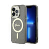 Coque iPhone 14 Pro Max Guess Glitter Gold MagSafe noire