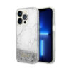 Coque iPhone 14 Pro Max Guess Liquid Glitter Marble blanche