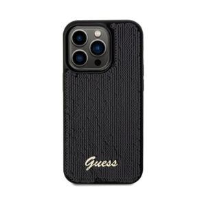 Coque iPhone 14 Pro Max Guess Sequin Script Metal noire — visuel 3