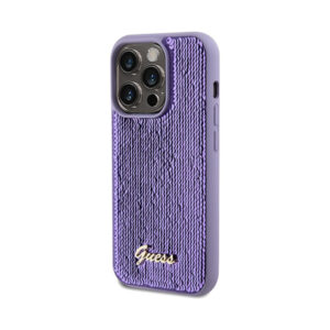 Coque iPhone 14 Pro Max Guess Sequin Script Metal violette — visuel 2