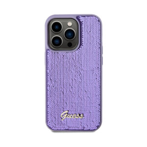 Coque iPhone 14 Pro Max Guess Sequin Script Metal violette — visuel 3