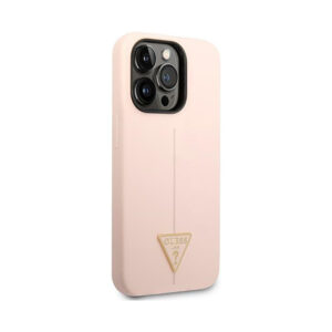 Coque iPhone 14 Pro Max Guess Silicone Triangle Logo rose — visuel 4