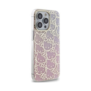 Coque iPhone 14 Pro Max Hello Kitty IML Gradient Electrop Crowded Kitty Head rose — visuel 4
