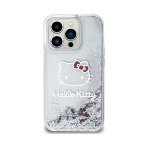 Coque iPhone 14 Pro Max Hello Kitty Liquid Glitter Charms Kitty Head argentée — visuel 3