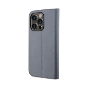 Coque iPhone 14 Pro Max Karl Lagerfeld Booktype NFT Saffiano Karl & Choupette argentée — visuel 2