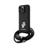 Coque iPhone 14 Pro Max Karl Lagerfeld Crossbody Saffiano Metal Pin Karl & Choupette noire